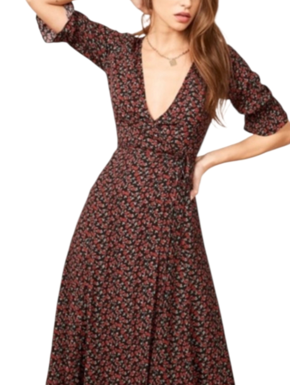 Reformation Judith Mabel Ditsy Floral Maxi Wrap Dress Viscose Size M - Picture 9 of 15